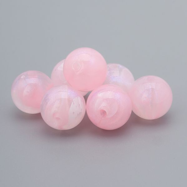 Бусины акрил ⌀12 мм, 500 г, дымка с АВ шиммером, круглые, AD074 розовый, (7748709)2012 , Astra&Craft