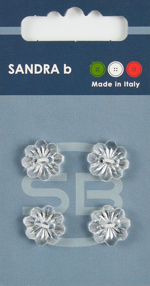 Пуговицы Sandra, 12, 5 мм, 4 шт, пластик, прозрачный, 160576