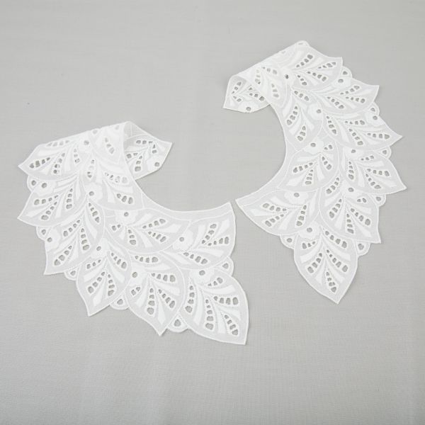 Пришивной кружевной воротник шитьё 120 мм, 5 пар Турция, натуральный, Gamma VYEM-28-02