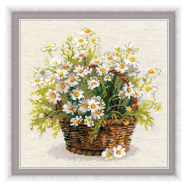 Набор для вышивания нитками Риолис, Русские ромашки, 25х25 см