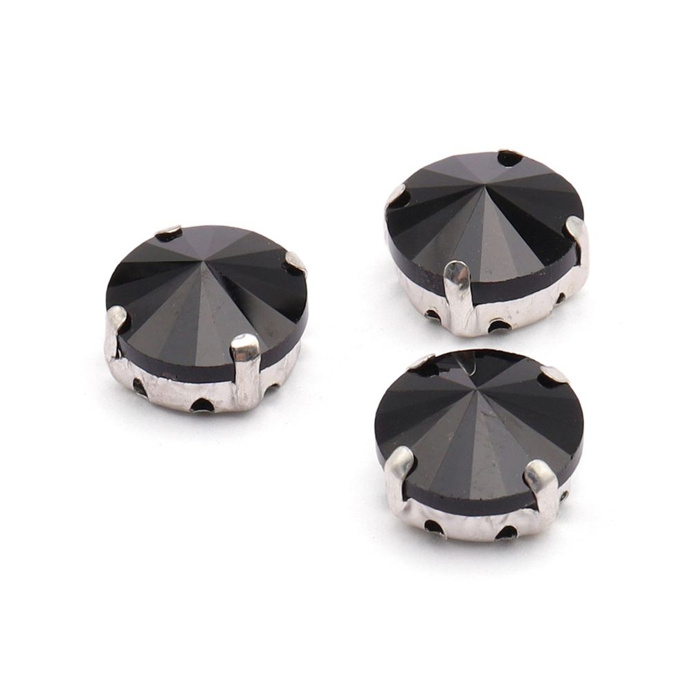 Хрустальные стразы в цапах круглой формы, черный 12 мм, 3 шт. Astra&Craft, РЦ018НН12