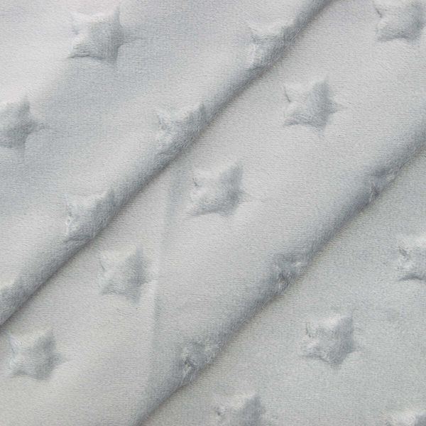 Плюш (ткань) Звезды 240 г/м², 45х50 см, ворс 2,5мм, серый, 28979