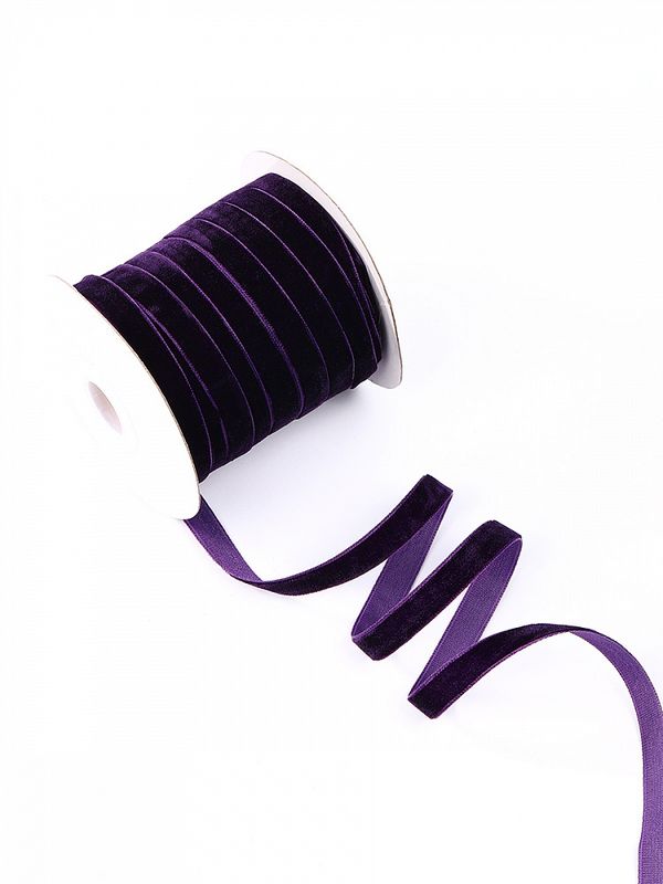 Лента бархатная (тесьма) 10.0 мм / 22.86±1 метров, арт.10VR59 нейлон цв.т.фиолетовый