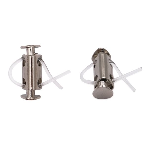 Фиксатор (зажим) для шнура металл 2 отв., 25х8.9 мм, ⌀4.4 мм, металл, Silver (серебристый), MFR11, 10 шт