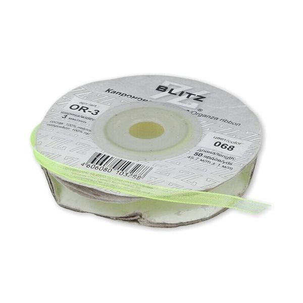 Лента капроновая (органза) _3.0 мм / 45.7 метров, 068 салатовый, Blitz OR-3