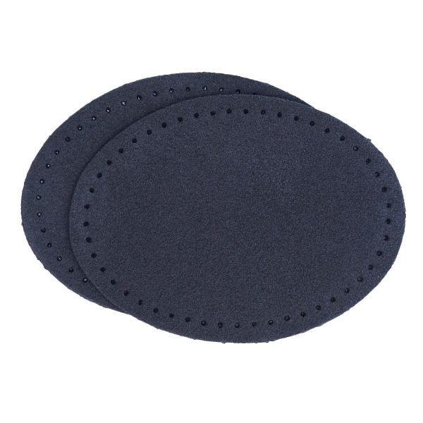 Заплатки пришивные из замши, овал 6х8,2см с перфорацией, 2 шт, 100% кожа, 22 темно-синий, 59114