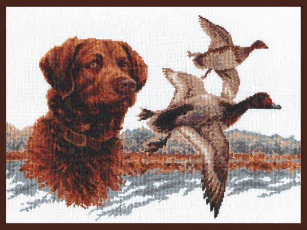 Набор для вышивания нитками Палитра, Охота на уток 39х29 см